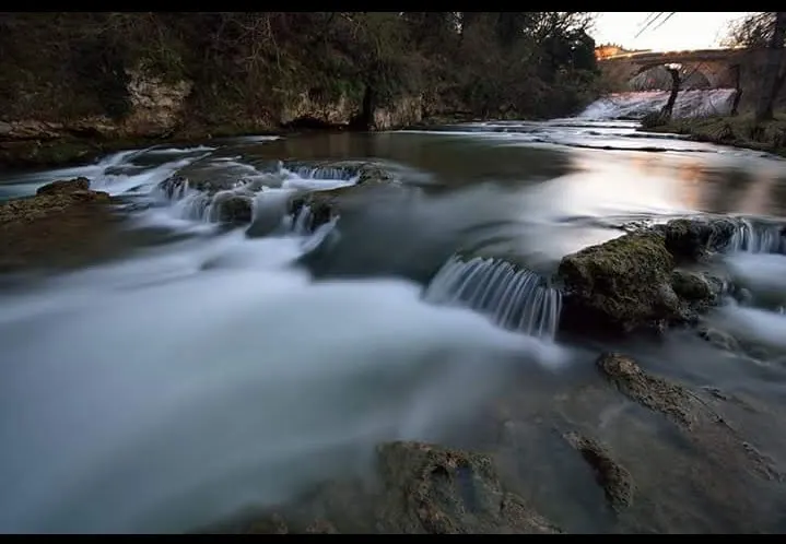 Cascate del Diborrato sull'Elsa al tramonto