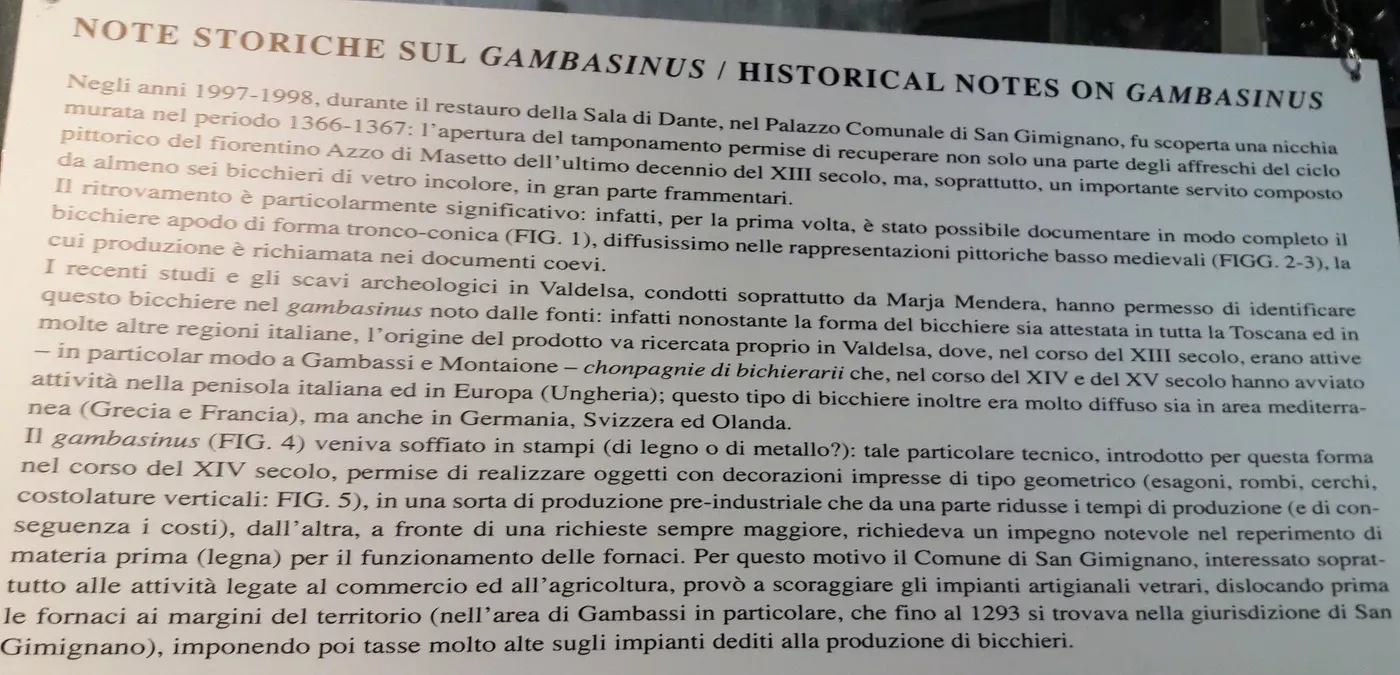 Pannello del museo: note storiche sul gambasinus